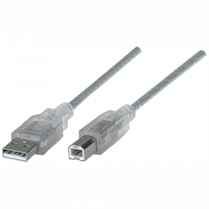 CABO DE IMPRESSORA USB-A 3 METROS (M) PARA USB-B (M) PRATA MANHATTAN